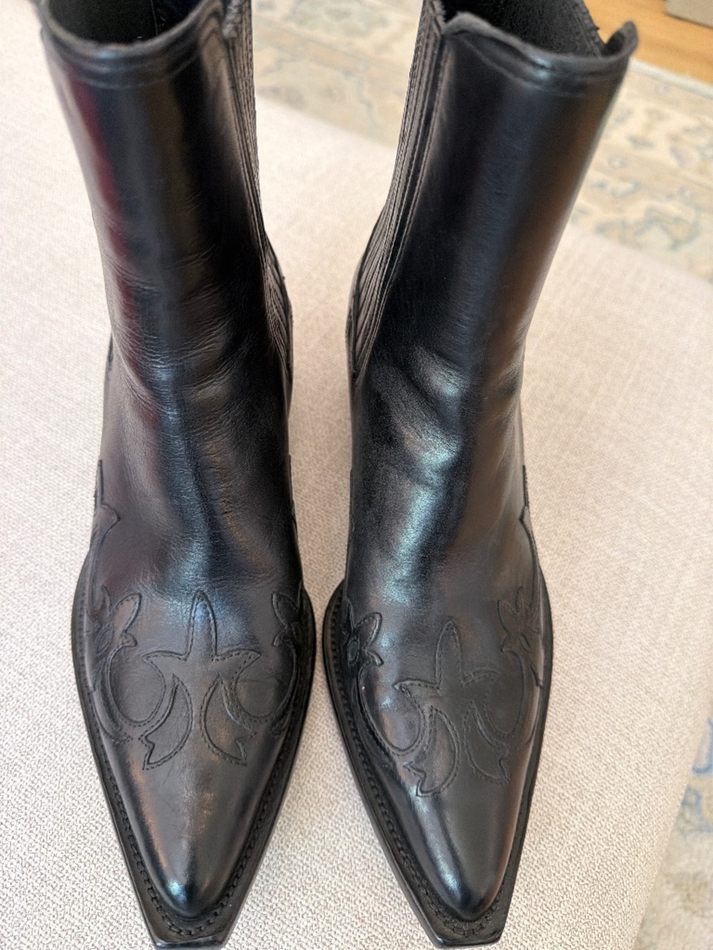 Golden Goose Black Leather Pointed Toe Ankle Boots